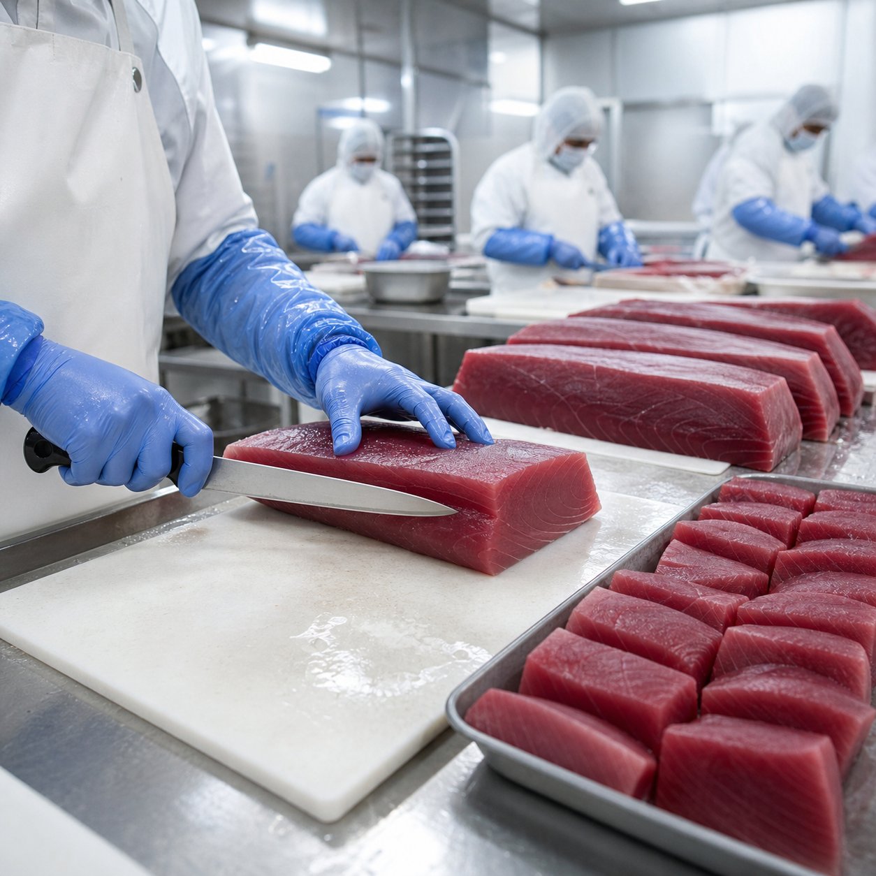 Cutting Yellowfin Tuna
